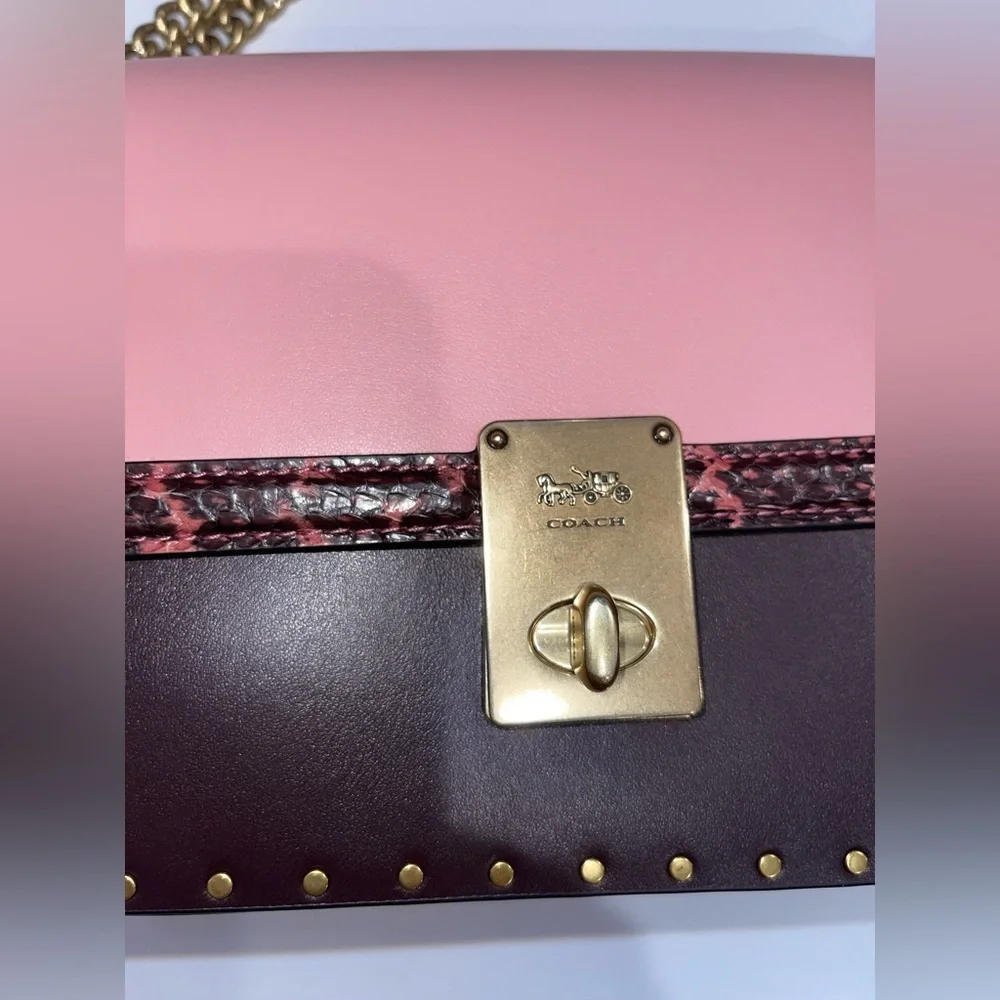 Coach X Jennifer Lopez Hutton Shoulder Bag In Colorblock With Snakeskin Detail - Picture 3 of 14